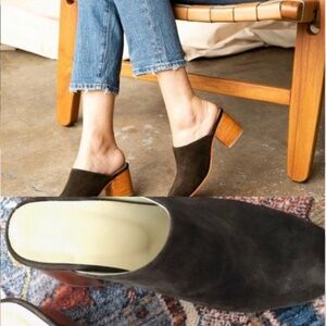 NISOLO PALOMA Dark Olive Green Suede Mules - Near New